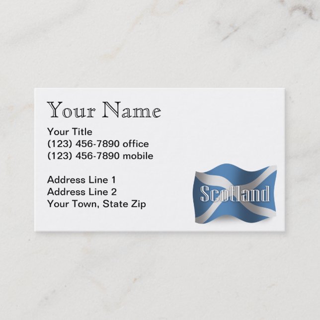 Wellenartig bewegende Flagge Schottlands Visitenkarte (Vorderseite)