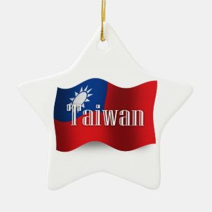 Wellenartig bewegende Flagge Taiwans Keramik Ornament