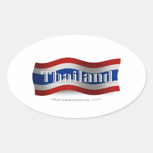 Wellenartig bewegende Flagge Thailands Ovaler Aufkleber