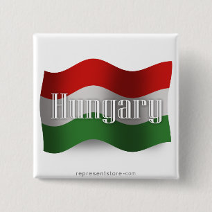 Wellenartig bewegende Flagge Ungarns Button
