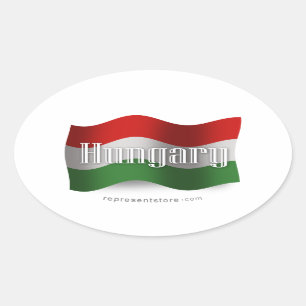 Wellenartig bewegende Flagge Ungarns Ovaler Aufkleber