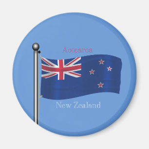 Wellenartig bewegende Flagge von Neuseeland Magnet