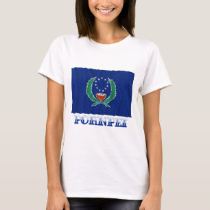Wellenartig bewegende Flagge von Pohnpei, mit T-Shirt