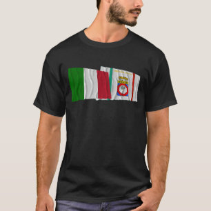 Wellenartig bewegende Flaggen Italiens und Puglia T-Shirt