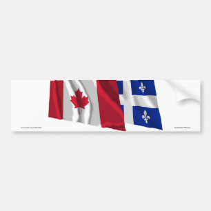 Wellenartig bewegende Flaggen Kanadas u. Quebecs Autoaufkleber