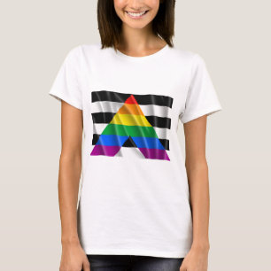 Wellenartig bewegende gerade Verbündetflagge T-Shirt