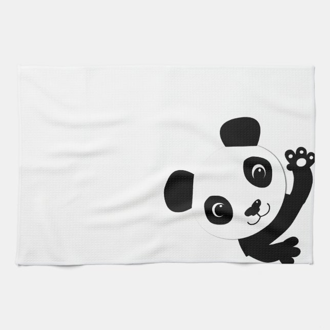 Wellenartig bewegender Panda Geschirrtuch (Horizontal)