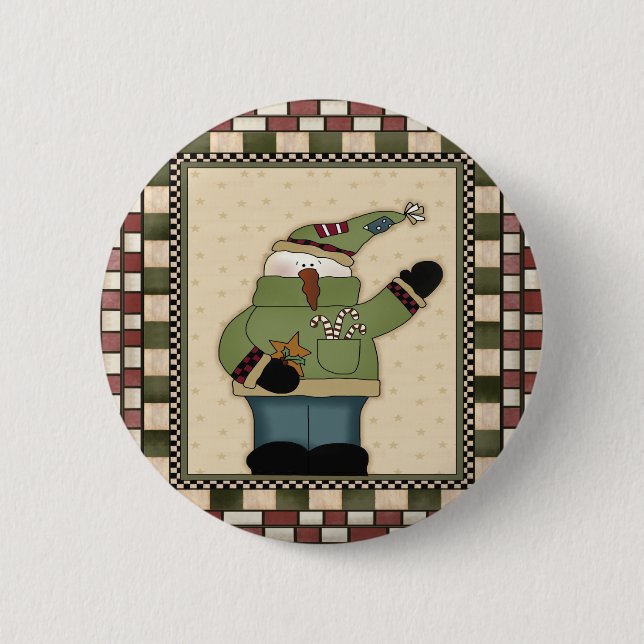 Wellenartig bewegender Schneemann-runder Button (Vorderseite)