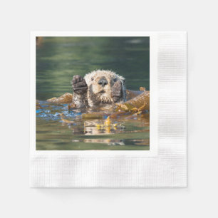 Wellenartig bewegender Seeotter Serviette