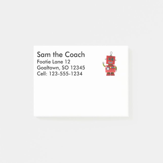 Wellenartig bewegendes hallo des roten post-it klebezettel (Vorderseite)