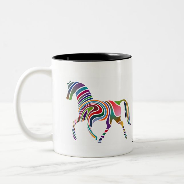 Wellenartig bewegte Pferdebunte Tasse (Links)