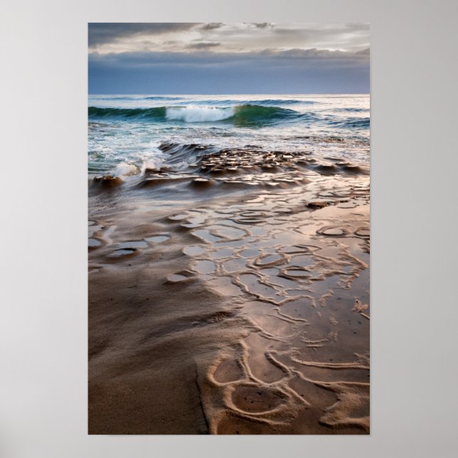 Wellenbrecher am Strand, Kalifornien Poster (Vorne)