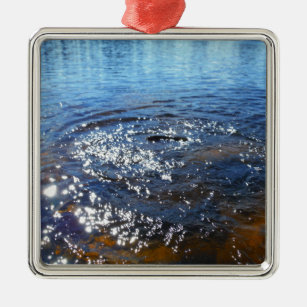 Wellenbrecher in einem See, von einem Fisch spring Ornament Aus Metall