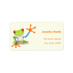 Wellenender mit Augen Baumfrosch Adressaufkleber