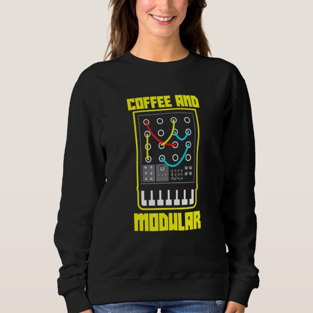 Wellenform-Synth-Nerd-Synthese für Kaffee und Modu Sweatshirt (Vorderseite)