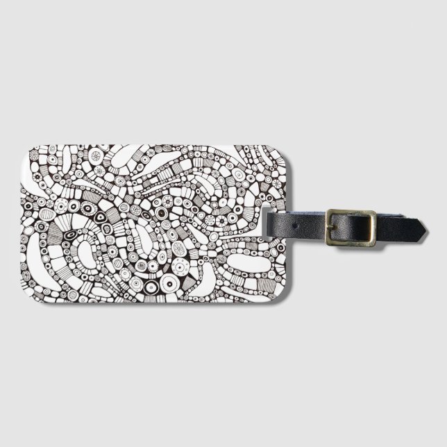 Wellenförmige gebogene Kreise Quadrat Abstraktes S Gepäckanhänger (Vorderseite (Horizontal))