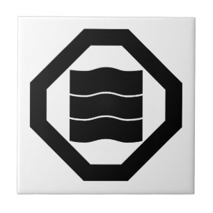 Wellenförmige Kanji-Zeichen für drei in Oshiki Fliese