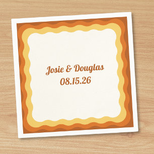 Wellenförmige Retro-Hochzeit im Stil der 70er Jahr Serviette