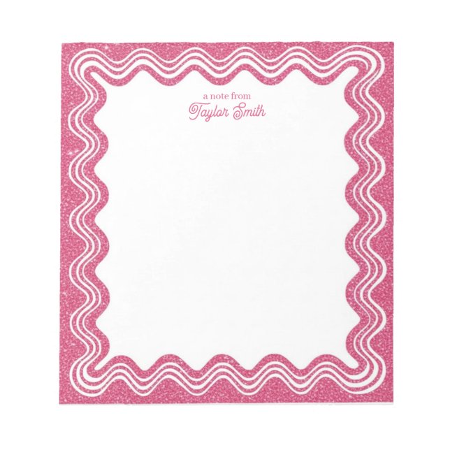 Wellenförmige rosa falsche Glitter-Personalisierun Notizblock (Vorderseite)