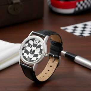 Wellenförmige Schachbrett-Illusionsuhr Armbanduhr