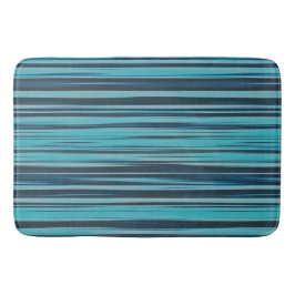 Wellenförmige Türkis- und Blaustreifen Badematte