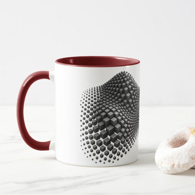 Wellenförmiger Metallwürfel Tasse (Mit Donut)