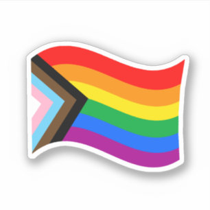 Wellenförmiger Progress Pride Flag Aufkleber