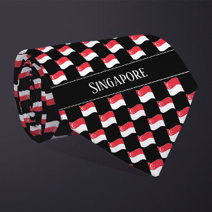 Wellenförmiges Singapur-Flaggenmuster  Krawatte