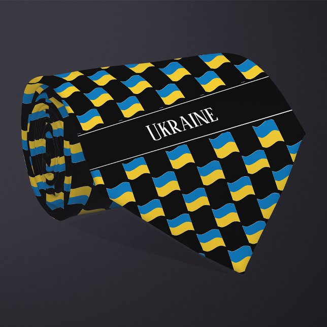 Wellenförmiges Ukraine-Flaggenmuster  Krawatte (Von Creator hochgeladen)
