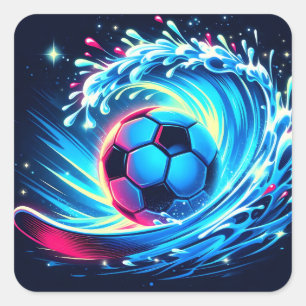 Wellenfußball Futuristische Ozean Fußball Surf Quadratischer Aufkleber
