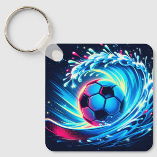 Wellenfußball Futuristische Ozean Fußball Surf Schlüsselanhänger