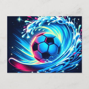 Wellenfußball Futuristischer Ozean Fußball Surfen Feiertagspostkarte