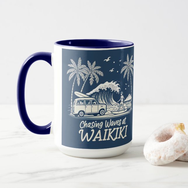 Wellenjagd in Waikiki Tasse (Mit Donut)