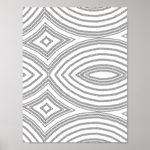 Wellenlinien-Diamantmuster-Malvorlage-Design Poster