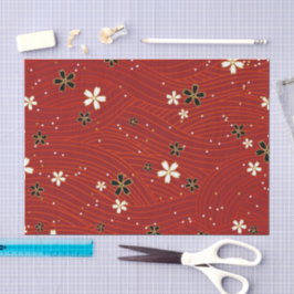 Wellenlinien, verziert mit schwarzen und weißen Bl Seidenpapier