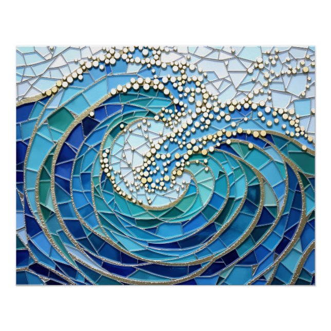 Wellenmeer-Mosaikkunst Poster (Vorderseite)