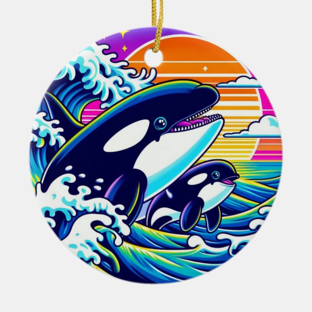 Wellenreiten Keramik Ornament (Vorne)