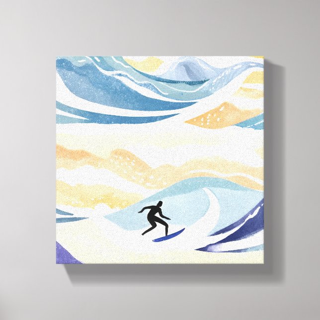 Wellenreiten | Zeitgenössischer Wasserfarbenozean Leinwanddruck (Vorderseite)