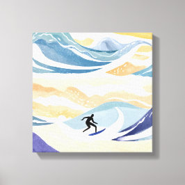 Wellenreiten | Zeitgenössischer Wasserfarbenozean Leinwanddruck