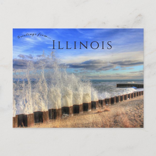 Wellenschlag im Illinois Beach Staat Park Postkarte (Vorderseite)