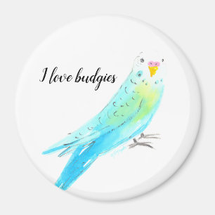 Wellensittich Blaue Aquarellmalerei Magnet