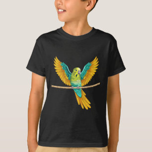 Wellensittich sitzt auf einem Seil mit offenen Flü T-Shirt