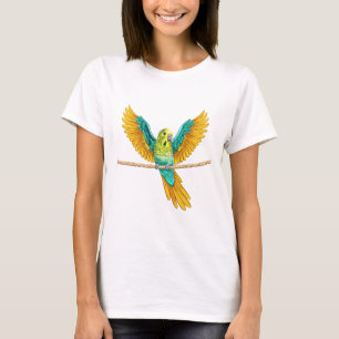 Wellensittich sitzt auf einem Seil mit offenen Flü T-Shirt