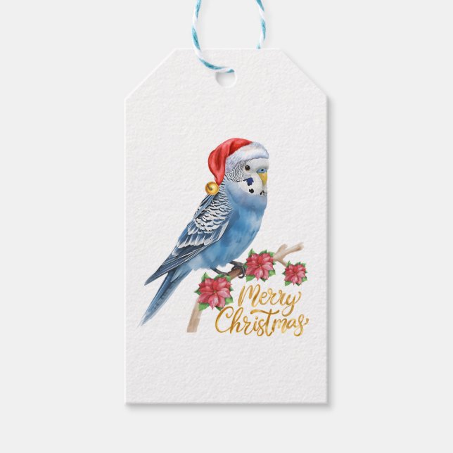 Wellensittich Weihnachten Geschenkanhänger (Vorderseite)