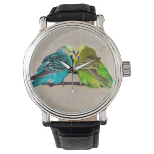 Wellensittiche in Liebe beobachten Armbanduhr