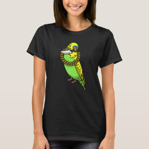 Wellensittichpapagei Budgerigar Vogel mit Messer T-Shirt
