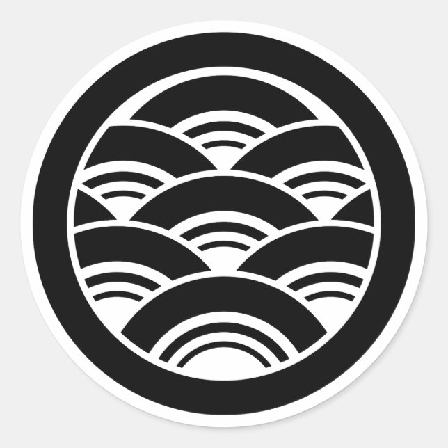 Wellenüberschneidungen im Kreis Runder Aufkleber (Vorderseite)