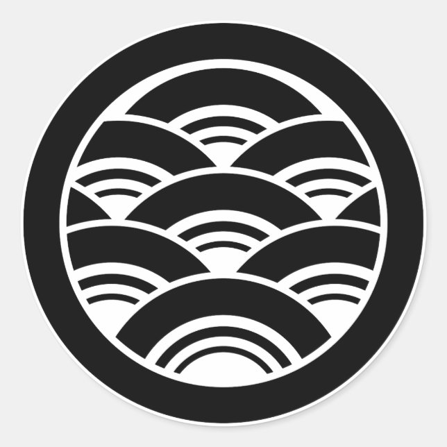 Wellenüberschneidungen im Kreis Runder Aufkleber (Vorderseite)