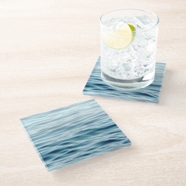 Wellenwasser Glasuntersetzer (Schrägansicht)