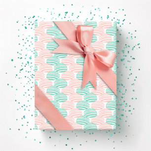Wellenwebung in Türkis und Flamingo Geschenkpapier